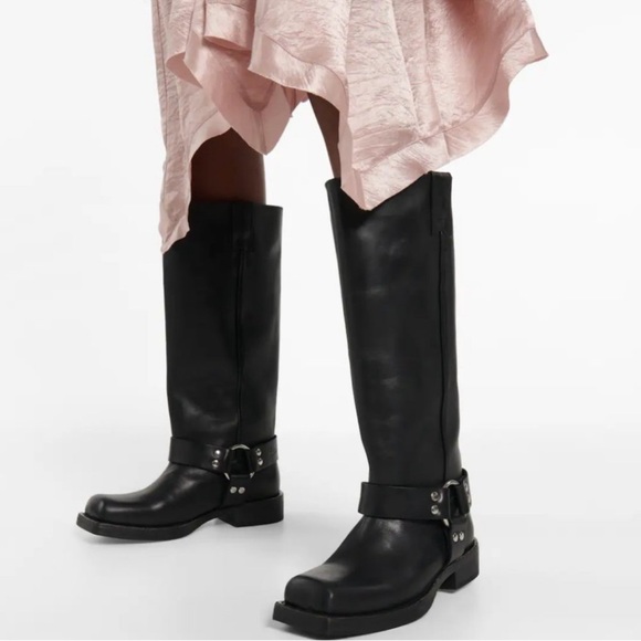 Acne Studios Shoes - Acne Studios - Leather Calf High Buckle Biker Boots - Size 7